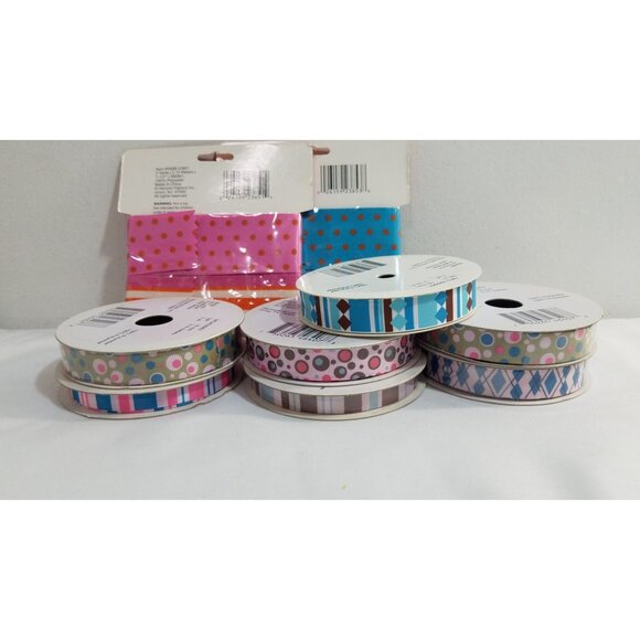Grossgrain Ribbon & Belting NOS 7 Rolls Ribbon 2 pkgs Belting Pastels Pink and B - Picture 6 of 7